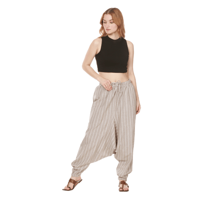 Women's Harem Pant | Grey Stripes | Fits Waist Size 28" to 36" – Womens Pants on Brown Living™. SKU: BT01030. Img 2.