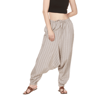 Women's Harem Pant | Grey Stripes | Fits Waist Size 28" to 36" – Womens Pants by Hope - House of Pure Eco available on Brown Living™. . SKU: BT01030. Img 1.