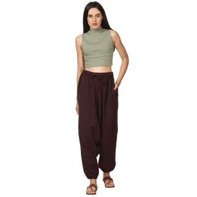 Women's Harem Pant | Maroon | Fits Waist Size 28" to 36" – Womens Pants on Brown Living™. SKU: BT01024. Img 5.