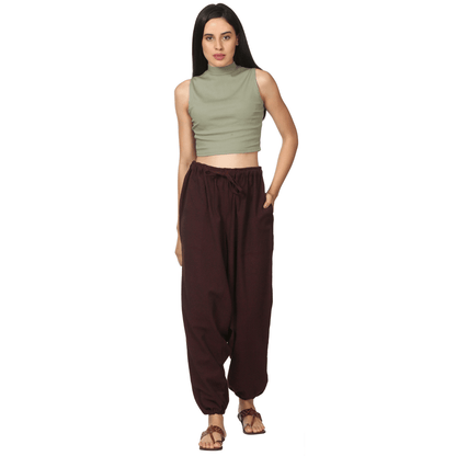 Women's Harem Pant | Maroon | Fits Waist Size 28" to 36" – Womens Pants on Brown Living™. SKU: BT01024. Img 5.