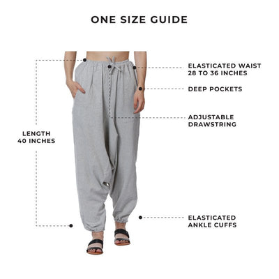 Women's Harem Pant | Melange Grey | Fits Waist Size 28" to 36" – Womens Pants on Brown Living™. SKU: BT01027. Img 3.
