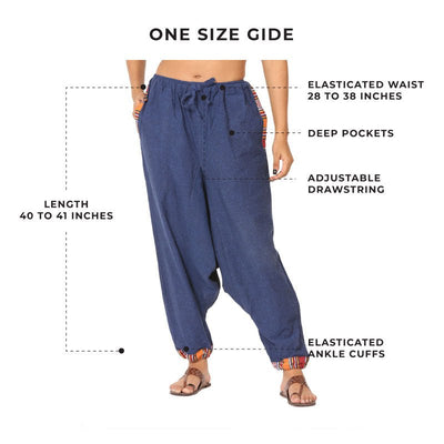 Women's Harem Pants | Dark Blue | Fits Waist Size 28" to 36" – Womens Pants on Brown Living™. SKU: BT01021ND. Img 10.