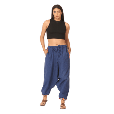 Women's Harem Pants | Dark Blue | Fits Waist Size 28" to 36" – Womens Pants on Brown Living™. SKU: BT01021ND. Img 14.