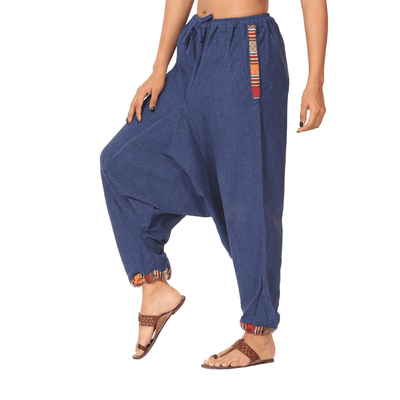 Women's Harem Pants | Dark Blue | Fits Waist Size 28" to 36" – Womens Pants on Brown Living™. SKU: BT01021ND. Img 9.