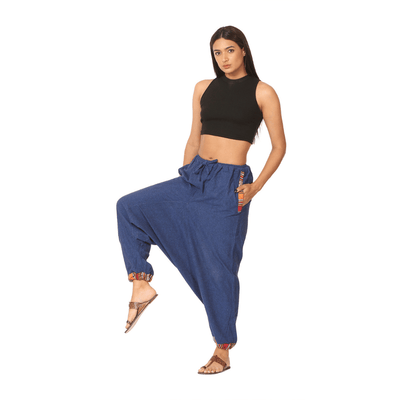 Women's Harem Pants | Dark Blue | Fits Waist Size 28" to 36" – Womens Pants on Brown Living™. SKU: BT01021ND. Img 5.