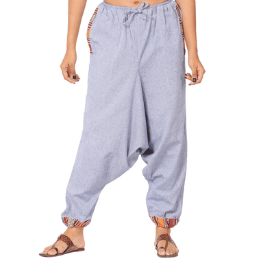 Women's Harem Pants | Lavender Blue | Fits Waist Size 28" to 36" – Womens Pants on Brown Living™. SKU: BT01041ND. Img 1.