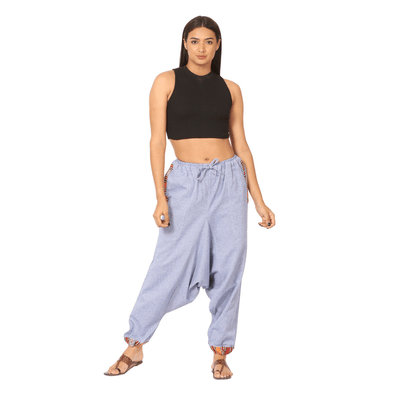 Women's Harem Pants | Lavender Blue | Fits Waist Size 28" to 36" – Womens Pants on Brown Living™. SKU: BT01041ND. Img 7.