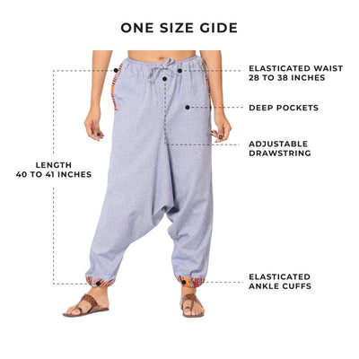 Women's Harem Pants | Lavender Blue | Fits Waist Size 28" to 36" – Womens Pants on Brown Living™. SKU: BT01041ND. Img 3.