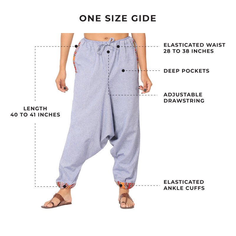 Women's Harem Pants | Lavender Blue | Fits Waist Size 28" to 36" – Womens Pants by Hope - House of Pure Eco available on Brown Living™. . SKU: BT01041ND. Img 3.
