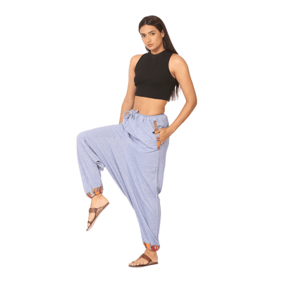 Women's Harem Pants | Lavender Blue | Fits Waist Size 28" to 36" – Womens Pants on Brown Living™. SKU: BT01041ND. Img 2.