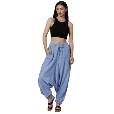 Women's Harem Pants | Lavender Blue | Fits Waist Size 28" to 36" – Womens Pyjamas on Brown Living™. SKU: BT01041. Img 4.