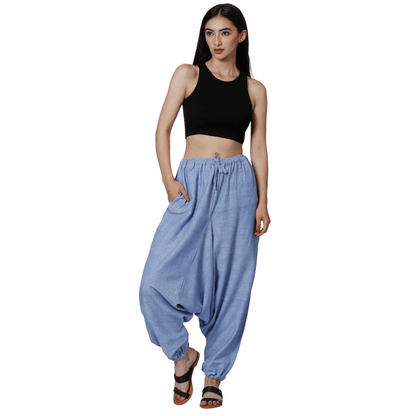 Women's Harem Pants | Lavender Blue | Fits Waist Size 28" to 36" – Womens Pyjamas by Hope - House of Pure Eco available on Brown Living™. . SKU: BT01041. Img 4.