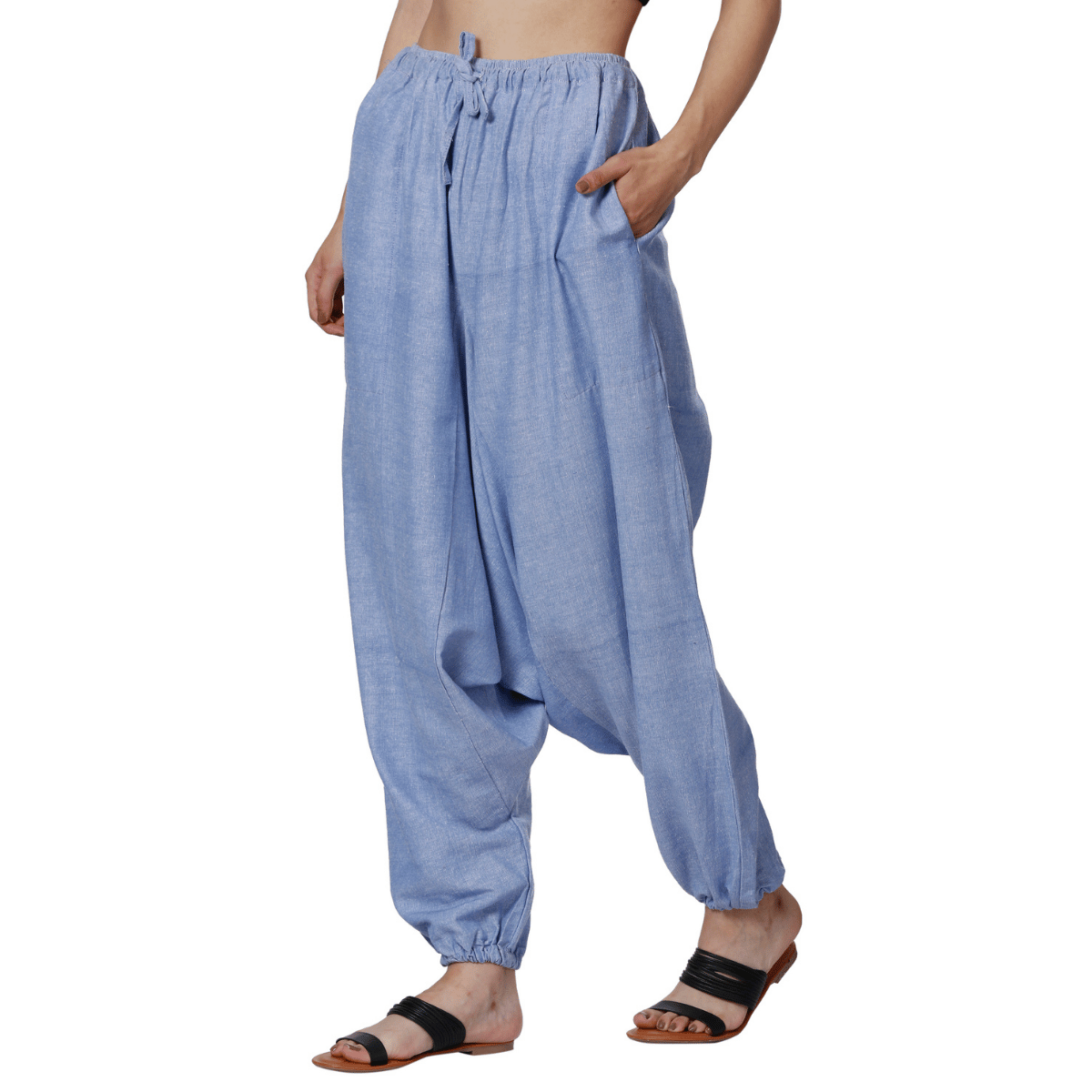Women's Harem Pants | Lavender Blue | Fits Waist Size 28" to 36" – Womens Pyjamas by Hope - House of Pure Eco available on Brown Living™. . SKU: BT01041. Img 2.