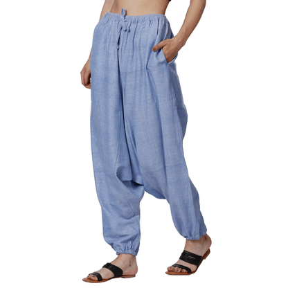 Women's Harem Pants | Lavender Blue | Fits Waist Size 28" to 36" – Womens Pyjamas by Hope - House of Pure Eco available on Brown Living™. . SKU: BT01041. Img 2.