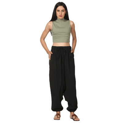 Women's Harem Yoga Pant | Black | Fits Waist Size 28" to 38" – Womens Pants on Brown Living™. SKU: 213 - 09865 - BT01025. Img 12.