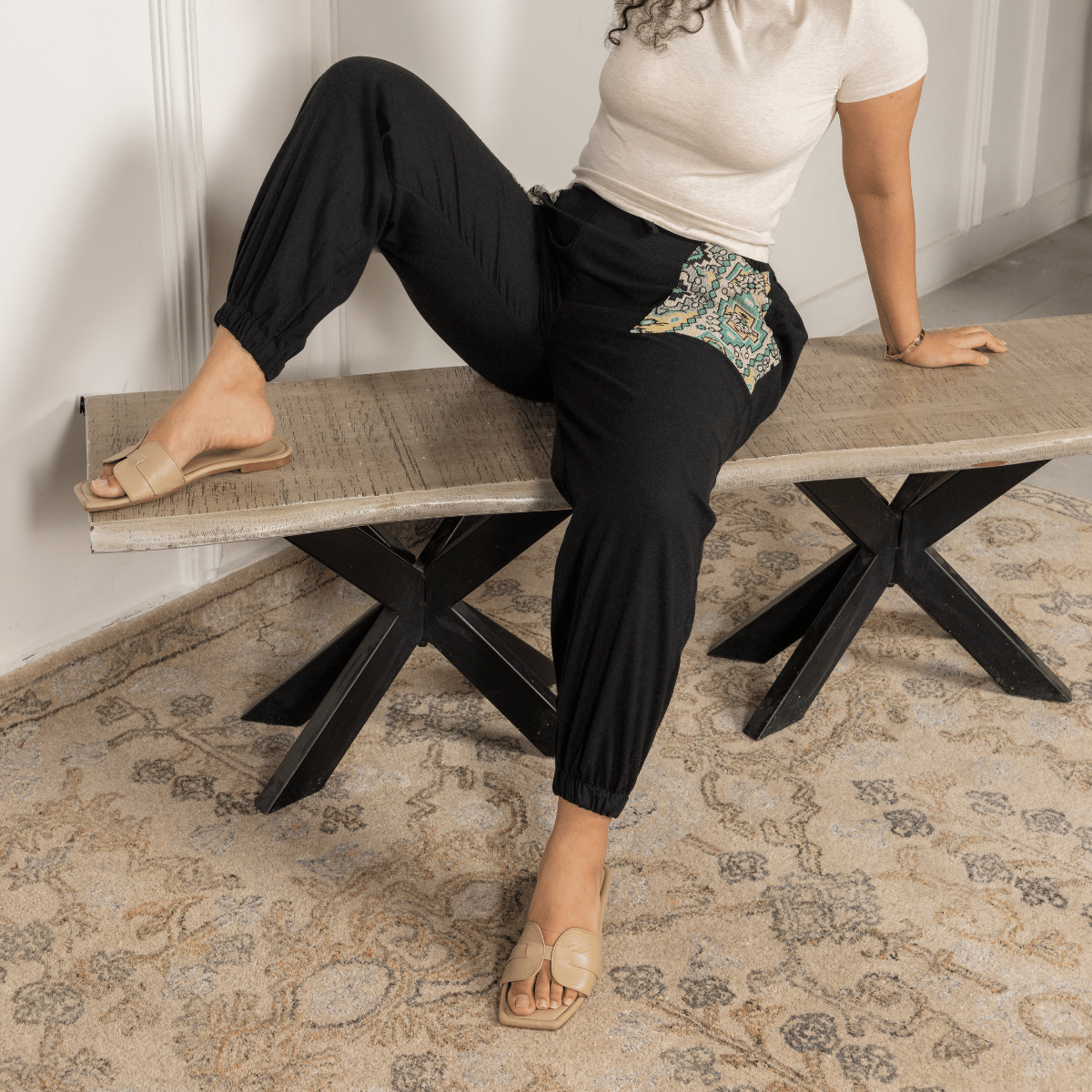 Women's Hopper Joggers | Black With Pocket Patch | Fits Waist Sizes 30 to 38 Inches – Womens Pants by Hope - House of Pure Eco available on Brown Living™. . SKU: H - 1_w15. Img 4.