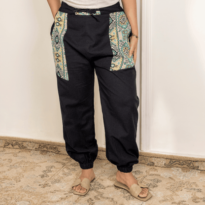 Women's Hopper Joggers | Black With Pocket Patch | Fits Waist Sizes 30 to 38 Inches – Womens Pants by Hope - House of Pure Eco available on Brown Living™. . SKU: H - 1_w15. Img 1.