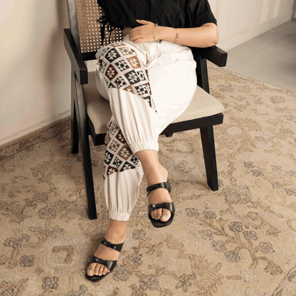 Women's Hopper Joggers | Cream With Patterned Patchwork | Fits Waist Sizes 30 to 38 Inches – Womens Pants by Hope - House of Pure Eco available on Brown Living™. . SKU: H - 2_w12. Img 6.