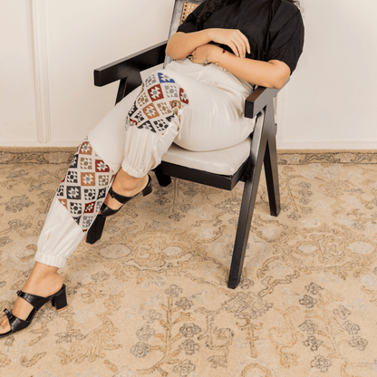 Women's Hopper Joggers | Cream With Patterned Patchwork | Fits Waist Sizes 30 to 38 Inches – Womens Pants by Hope - House of Pure Eco available on Brown Living™. . SKU: H - 2_w12. Img 7.
