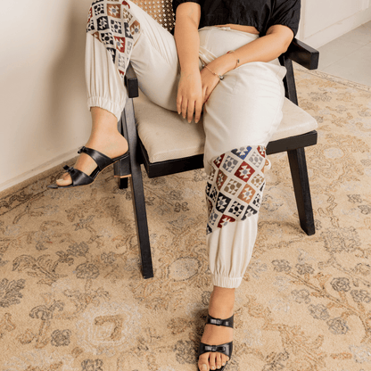 Women's Hopper Joggers | Cream With Patterned Patchwork | Fits Waist Sizes 30 to 38 Inches – Womens Pants by Hope - House of Pure Eco available on Brown Living™. . SKU: H - 2_w12. Img 5.