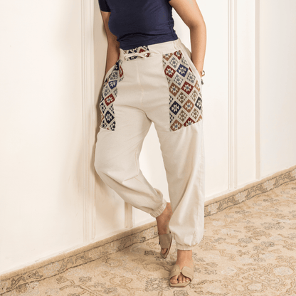 Women's Hopper Joggers | Cream With Pocket Patch | Fits Waist Sizes 30 to 38 Inches – Womens Pants by Hope - House of Pure Eco available on Brown Living™. . SKU: H - 1_w12. Img 1.