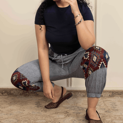 Women's Hopper Joggers | Grey With Patterned Patchwork| Fits Waist Sizes 30 to 38 Inches – Womens Pants by Hope - House of Pure Eco available on Brown Living™. . SKU: H - 2_w13. Img 2.