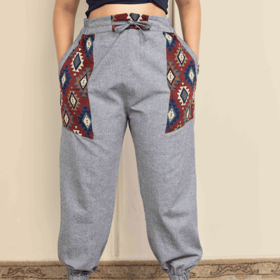 Women's Hopper Joggers | Grey With Pocket Patch | Fits Waist Sizes 30 to 38 Inches – Womens Pants on Brown Living™. SKU: H - 1_w13. Img 2.