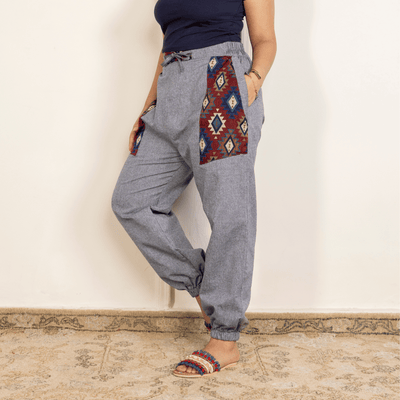 Women's Hopper Joggers | Grey With Pocket Patch | Fits Waist Sizes 30 to 38 Inches – Womens Pants on Brown Living™. SKU: H - 1_w13. Img 4.