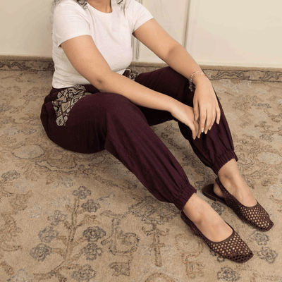 Women's Hopper Joggers | Maroon With Pocket Patch| Fits Waist Sizes 30 to 38 Inches – Womens Pants on Brown Living™. SKU: H - 1_w14. Img 6.