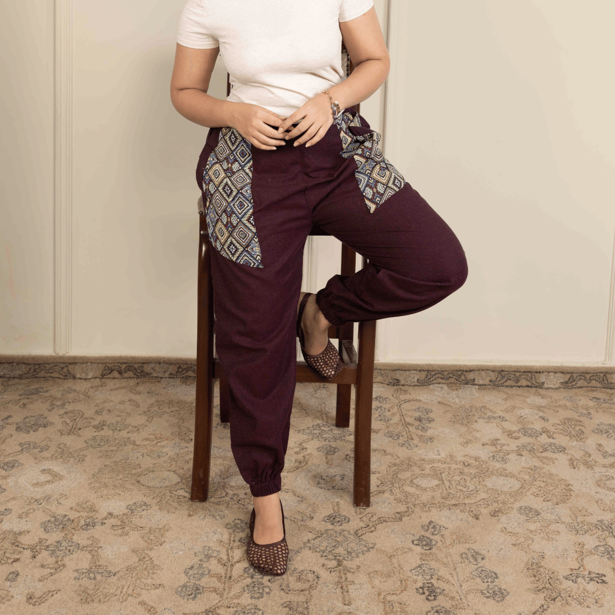 Women's Hopper Joggers | Maroon With Pocket Patch| Fits Waist Sizes 30 to 38 Inches – Womens Pants by Hope - House of Pure Eco available on Brown Living™. . SKU: H - 1_w14. Img 4.