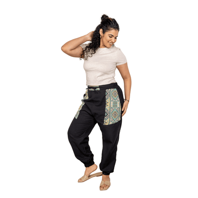 Women's Joggers | Black Pocket Patch | Fits Waist Sizes 30” to 38” – Womens Pants on Brown Living™. SKU: H - 1_w15. Img 10.