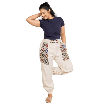 Women's Joggers | Cream Pocket Patch | Fits Waist Sizes 30” to 38” – Womens Pants on Brown Living™. SKU: H - 1_w12. Img 14.