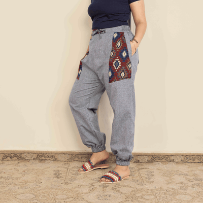 Women's Joggers | Grey Pocket Patch | Fits Waist Sizes 30” to 38” – Womens Pants on Brown Living™. SKU: H - 1_w13. Img 11.