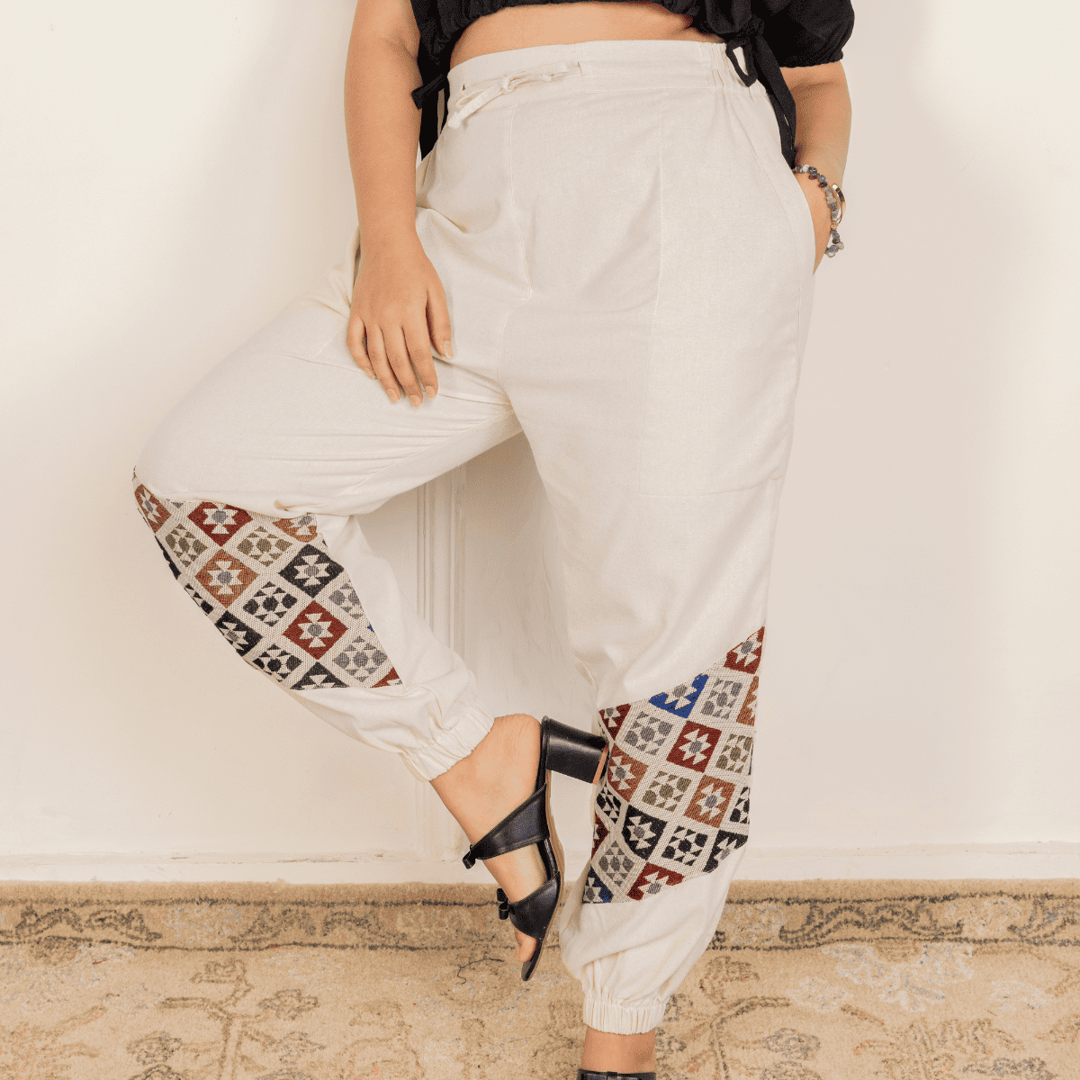 Women's Joggers | Patterned Patchwork | Fits Waist Sizes 30" to 38' – Womens Pajamas on Brown Living™. SKU: H - 2_w12. Img 8.