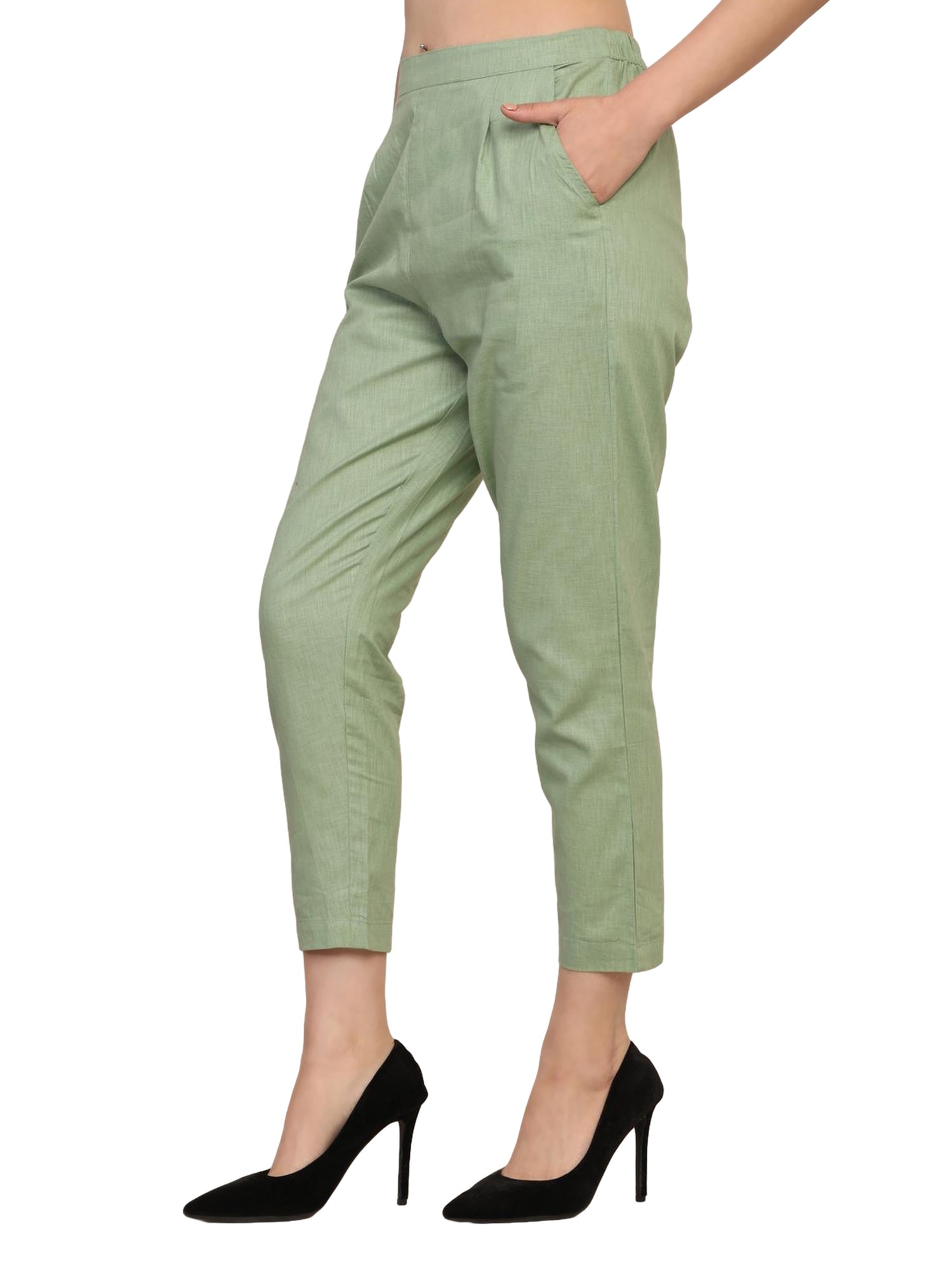 Women’s Linen Cotton Palazzo Pants – Womens Pants on Brown Living™. SKU: PALAZZO-PANT-GREN-M. Img 28.