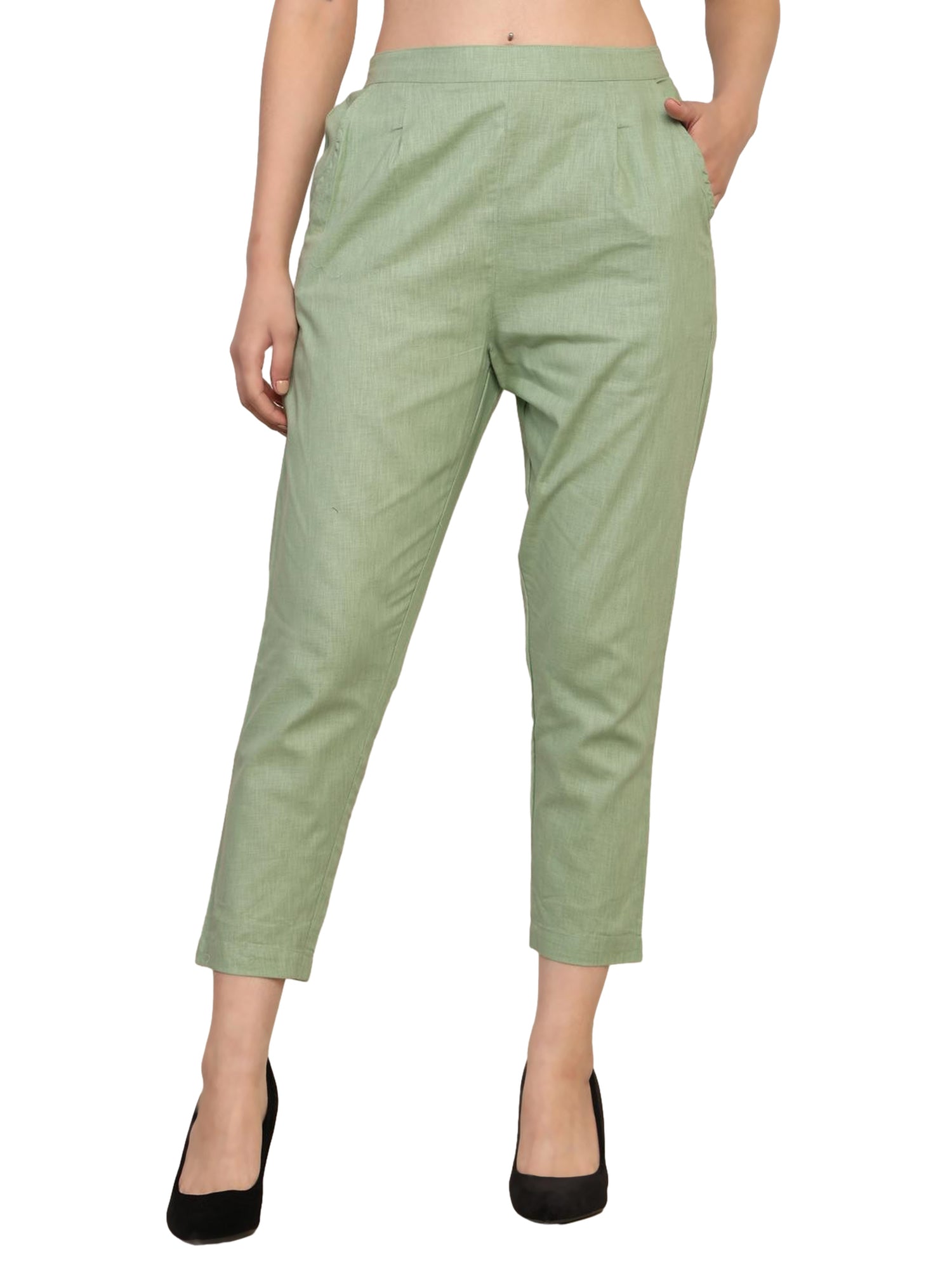 Women’s Linen Cotton Palazzo Pants – Womens Pants on Brown Living™. SKU: PALAZZO-PANT-GREN-M. Img 27.
