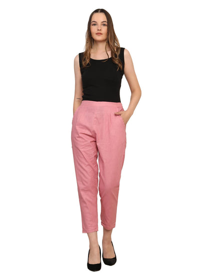 Women’s Linen Cotton Palazzo Pants – Womens Pants on Brown Living™. SKU: PALAZZO-PANT-PNK-M. Img 1.