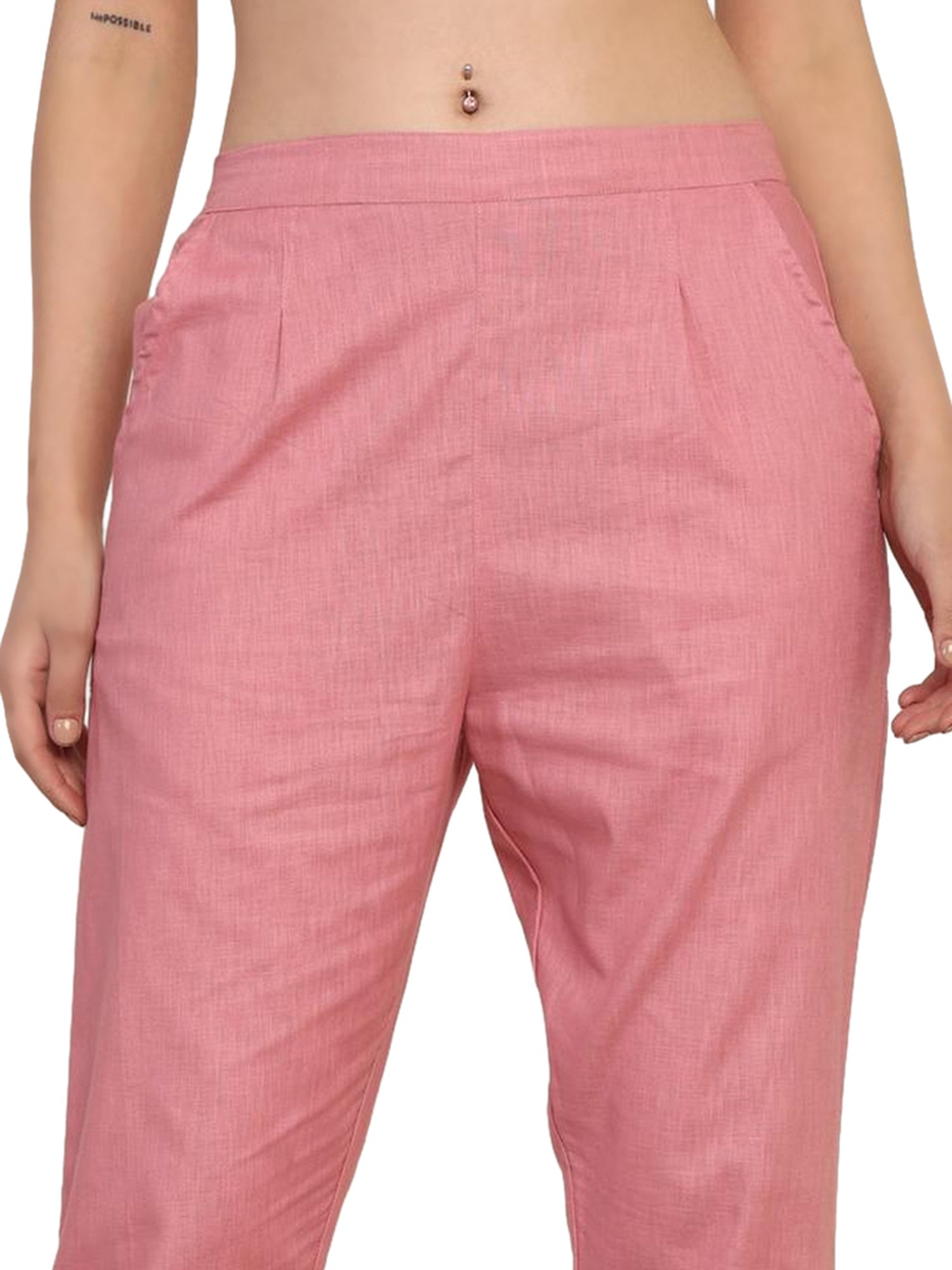 Women’s Linen Cotton Palazzo Pants – Womens Pants on Brown Living™. SKU: PALAZZO-PANT-PNK-M. Img 3.