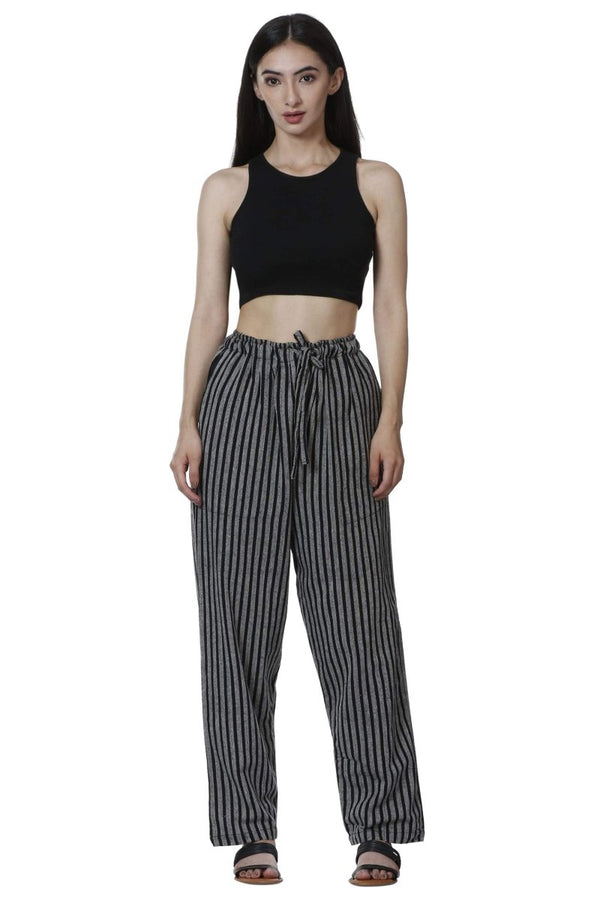 Women's Lounge Pant | Black Stripes | Free Size | Verified Sustainable by Brown Living™