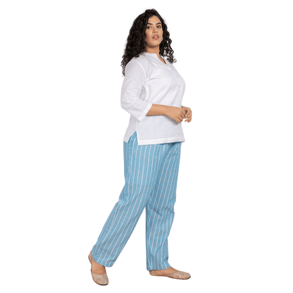 Women's Lounge Pant | Blue Stripes | Fits Waist 28" to 36" – Womens Pants by Hope - House of Pure Eco available on Brown Living™. . SKU: BT01016. Img 6.
