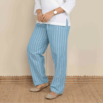 Women's Lounge Pant | Blue Stripes | Fits Waist 28" to 36" – Womens Pants on Brown Living™. SKU: BT01016. Img 5.