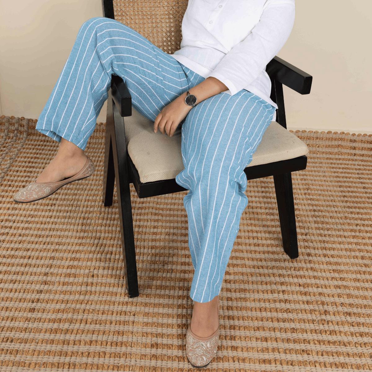 Women's Lounge Pant | Blue Stripes | Fits Waist 28" to 36" – Womens Pants by Hope - House of Pure Eco available on Brown Living™. . SKU: BT01016. Img 2.