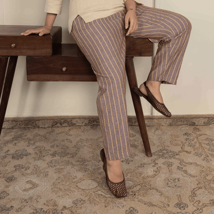 Women's Lounge Pant | Brown Stripes | Fits Waist Size 28" to 36" – Womens Pants by Hope - House of Pure Eco available on Brown Living™. . SKU: BT01019. Img 5.