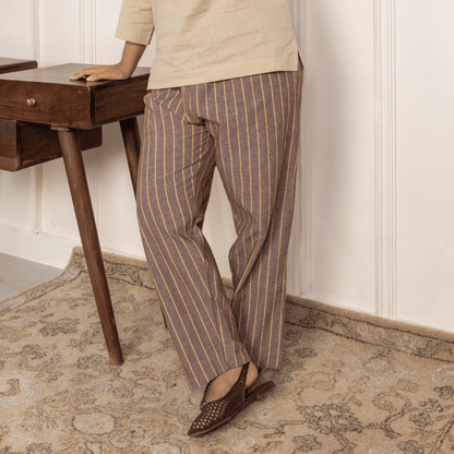 Women's Lounge Pant | Brown Stripes | Fits Waist Size 28" to 36" – Womens Pants by Hope - House of Pure Eco available on Brown Living™. . SKU: BT01019. Img 4.