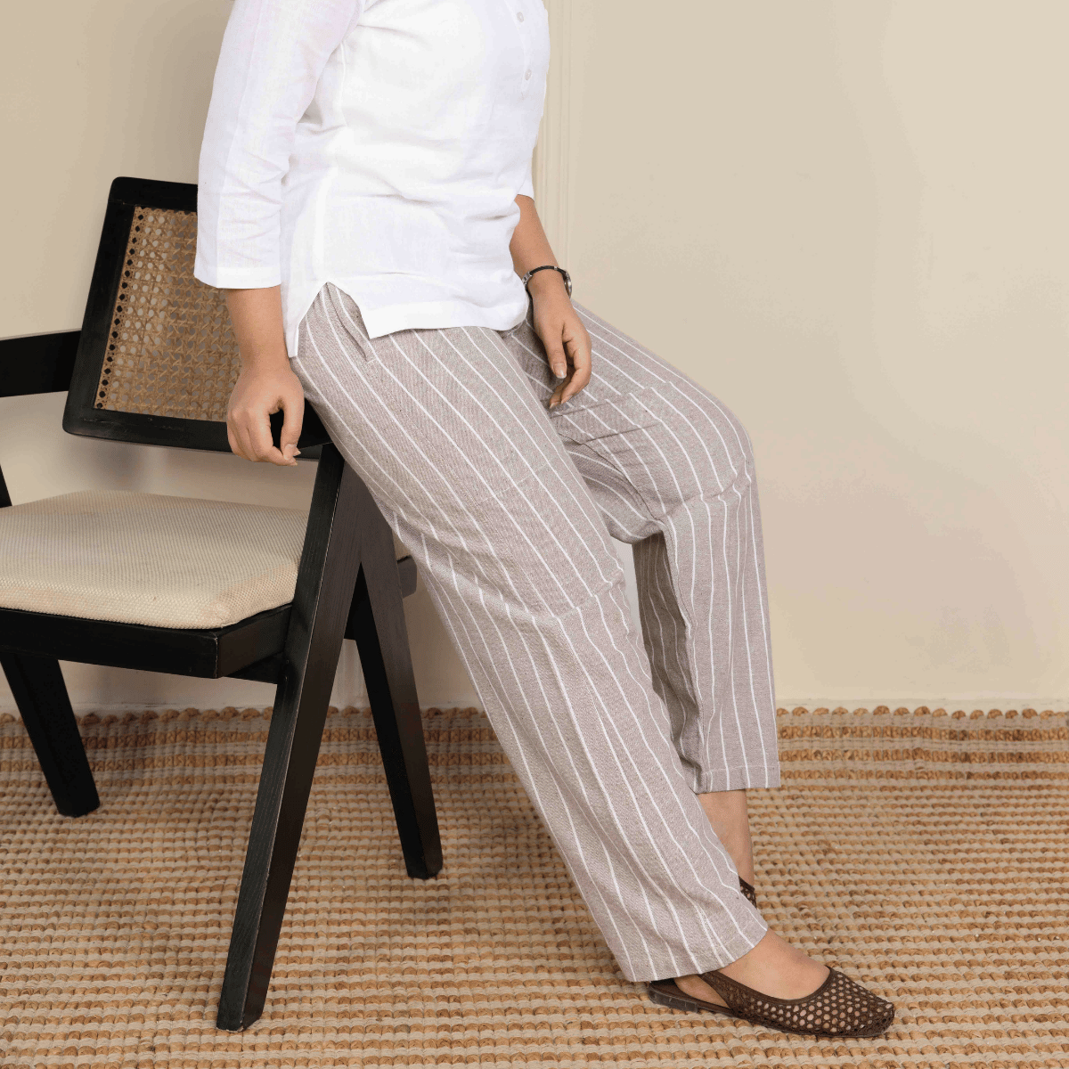 Women's Lounge Pant | Grey Stripes | Fits Waist Size 28" to 36" – Womens Pants by Hope - House of Pure Eco available on Brown Living™. . SKU: BT01020. Img 2.