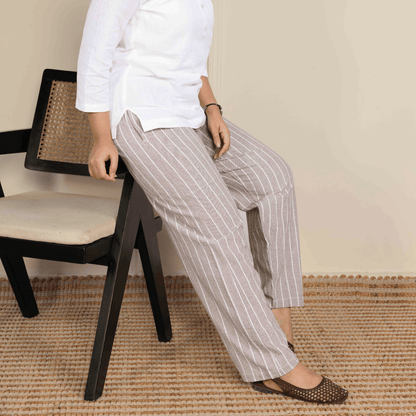 Women's Lounge Pant | Grey Stripes | Fits Waist Size 28" to 36" – Womens Pants by Hope - House of Pure Eco available on Brown Living™. . SKU: BT01020. Img 2.