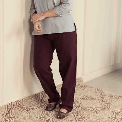 Women's Lounge Pant | Maroon | Fits Waist Size 28" to 36" – Womens Pants on Brown Living™. SKU: BT01014. Img 7.