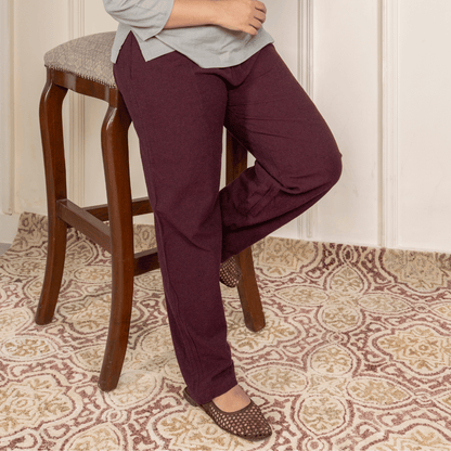 Women's Lounge Pant | Maroon | Fits Waist Size 28" to 36" – Womens Pants by Hope - House of Pure Eco available on Brown Living™. . SKU: BT01014. Img 4.
