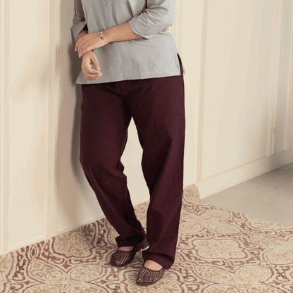 Women's Lounge Pant | Maroon | Fits Waist Size 28" to 36" – Womens Pants by Hope - House of Pure Eco available on Brown Living™. . SKU: BT01014. Img 1.