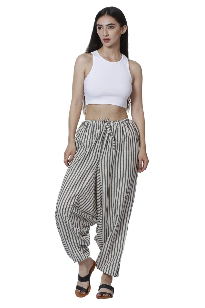 Women's Lounge Pant | White Stripes | Free Size | Verified Sustainable by Brown Living™